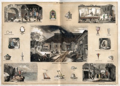 Description des différentes étapes de fabrication et usages du verre : vue de l