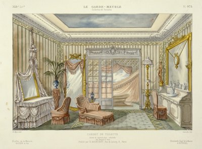 Projet de salle de bains du Garde-Meuble, Pub. Paris, vers 1890 (lithographie couleur) - French School