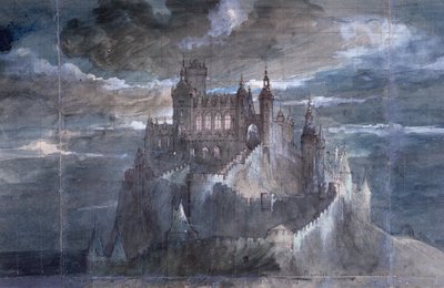 Conception pour le rideau de scène pour une représentation de Hamlet à la Comédie-Française, 1884 - French School