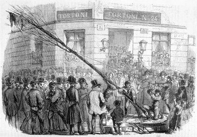 Destruction des Arbres de la Liberté (février-mars 1850) - dans « Histoire contemporaine de la France », Hachette, Paris - French School