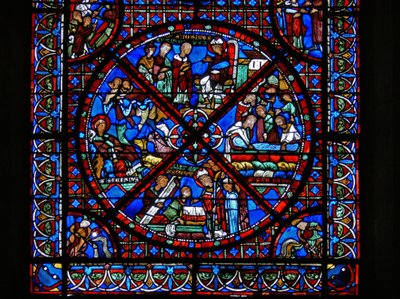 (détail) scènes de la vie de Saint Étienne - French School