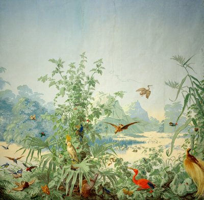 Détail du Brésil, un design de papier peint panoramique, imprimé par Desfosse et Karth, Paris, 1867 - French School