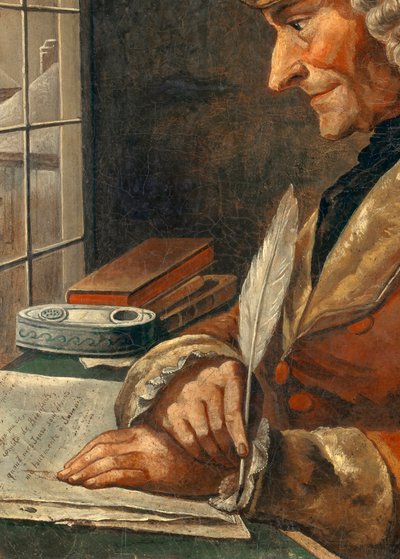 Portrait de François Marie Arouet Voltaire (1694-1778) dans son cabinet de travail (détail) - French School