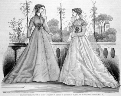Deux toilettes de mariées de chez madame Fladry - dans "La Mode illustrée" du 29/09/1867 - French School