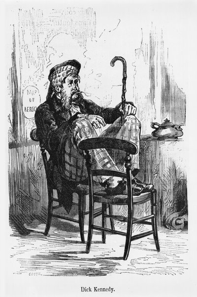 Dick Kennedy, illustration de Cinq Semaines en ballon par Jules Verne (1828-1905) Paris, Hetzel - French School