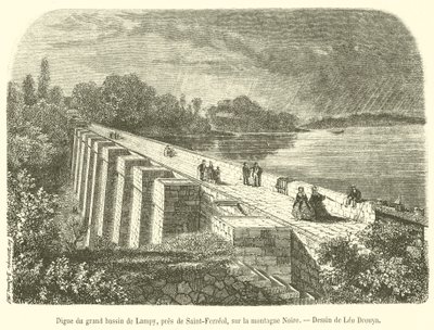 Digue du grand bassin de Lampy, près de Saint-Ferréol, sur la montagne Noire - French School