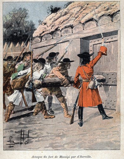 Attaque du Fort Monsipi par Pierre Le Moyne d