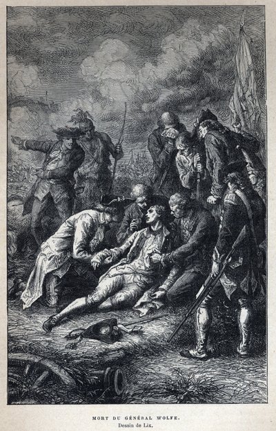 Découverte du Canada : mort du général James Wolfe (1727-1759) militaire britannique à la bataille de Québec le 13 septembre - French School