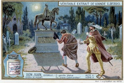 Don Juan: Acte II, Scène X, Don Juan au cimetière et statue du Commandeur - French School