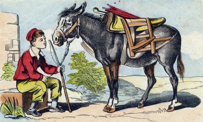 Âne. Gravure dans "Buffon Alphabet des Animaux". 3e Série N 1. Imagerie d