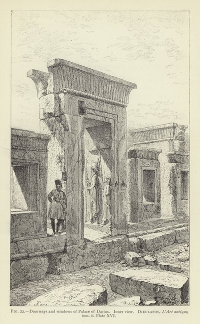 Portes et fenêtres du Palais de Darius, Vue intérieure - French School