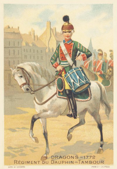 Dragons, Régiment du Dauphin, tambour en 1772 - French School