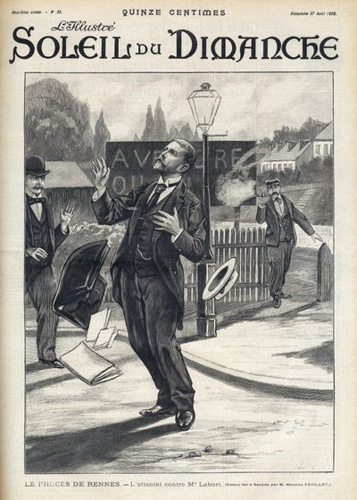 Affaire Dreyfus - Tentative de meurtre sur Maître Labori pendant le procès de Rennes - Attaque contre M. Fernand Labori (1860-1917), avocat de la défense d