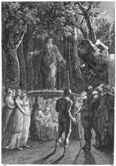 Druides en Bretagne, illustration de Voyage dans le Finistère par Jacques Cambry, Paris, publié en 1801 - French School