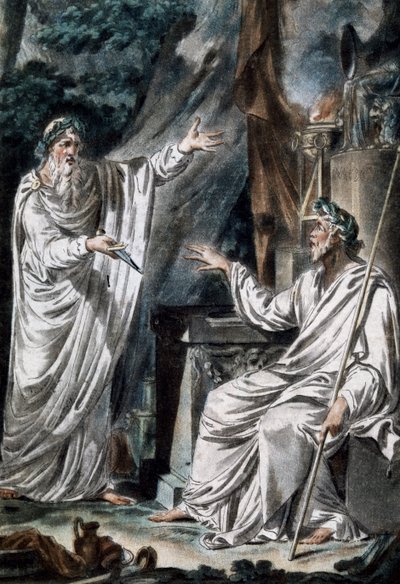 Druides, costumes de scène, gravure. France - French School