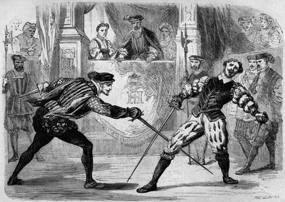 Duel between Francois de Vivonne de la Chataigneraie and Guy de Chabot, Baron de Jarnac, Saint Germain en Laye, France July 10 - French School