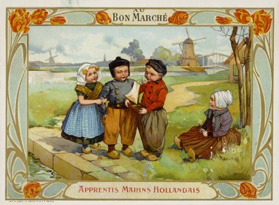 Enfants néerlandais regardant un bateau à voile - French School
