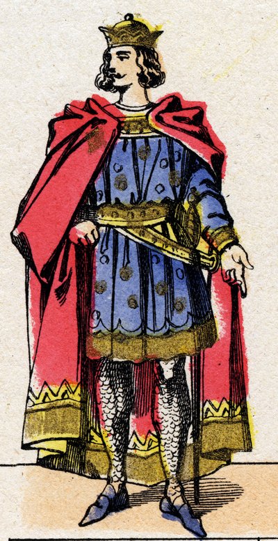 Dynastie des Capétiens : Portrait de Louis VII dit le Jeune (1120-1180), Roi des Francs de 1137 à 1180. Imagerie d