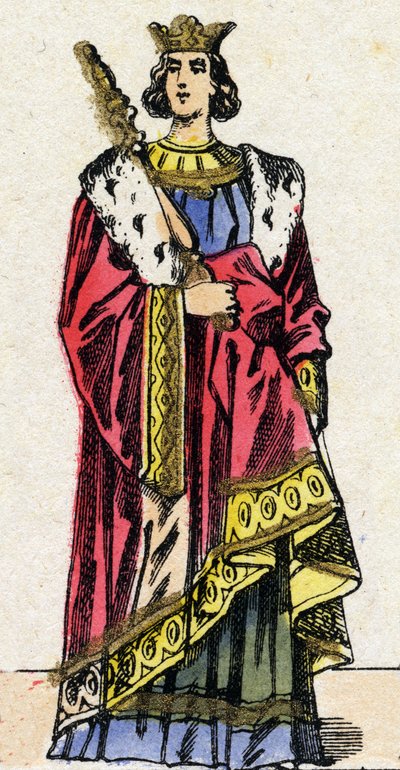 Dynastie des Capétiens : Portrait de Louis X dit le Hutin (1289-1316), Roi des Francs de 1314 à 1316. Imagerie d