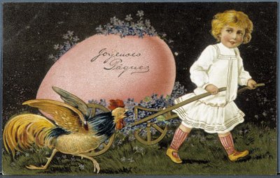 Carte postale de vœux de Pâques, 20ème siècle - French School