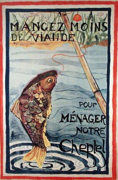 Mangez moins de viande pour épargner notre bétail (lithographie en couleur) - French School