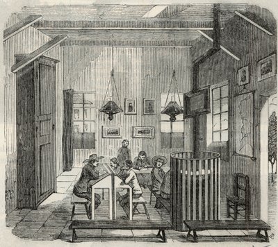 École pour les idiots à Bicêtre au 19ème siècle - Gravure dans « Tableau de Paris » par Edmond Texier 1852. - French School