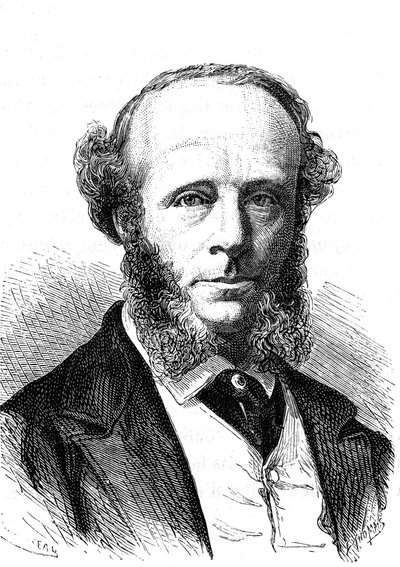 Edward Orange Wildman Whitehouse (1816-1890), ingénieur électricien anglais sur le câble télégraphique transatlantique. Gravure 1868 - French School