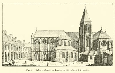 Église et charnier du Temple, en 1650 - French School