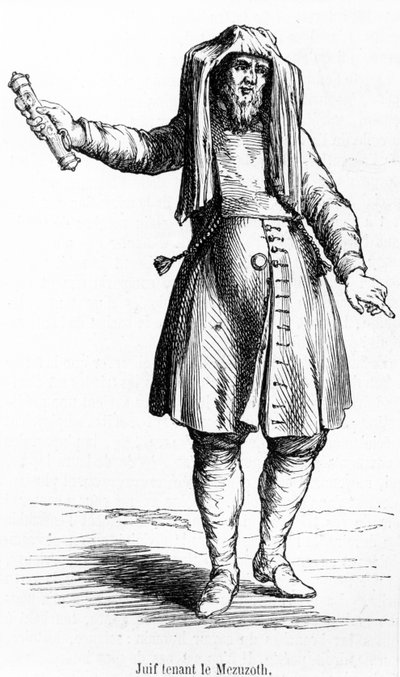 Juif français du XVIIIe siècle tenant une Mezouzah - French School
