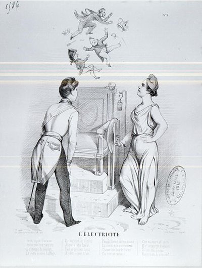 Électricité, caricature de la révolution de 1848 - French School