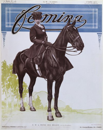 Élisabeth (1876-1965) reine des Belges, de la couverture de Femina Magazine, 15 juillet 1910 - French School