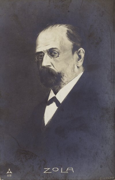 Emile Zola (1840-1902), romancier, journaliste et dramaturge français (litho) - French School