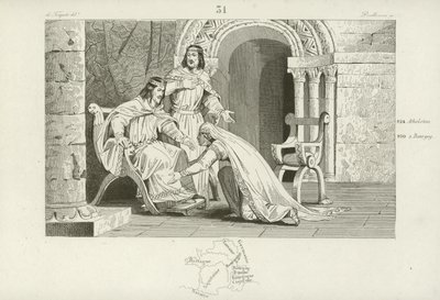 Emma de France embrasse le genou de son mari Raoul, en reconnaissance de sa souveraineté - French School