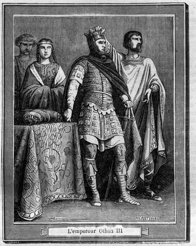 Empereur Othon III (980-1002), Empereur romain germanique Gravure dans « Histoire des Papes-Rois-Reines et Empereurs à travers les siècles » par Maurice Lachatre - French School