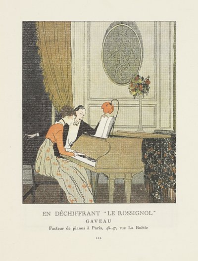 En déchiffrant "Le Rossignol," publicité de La Gazette du Bon Ton, pub. 1914 - French School