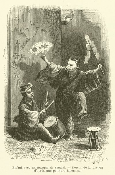 Enfant avec un masque de renard - French School