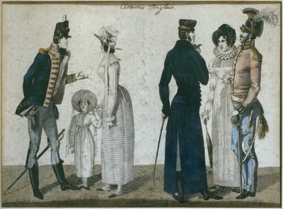 Costumes anglais, illustration de Le Bon Genre, début du XIXe siècle - French School