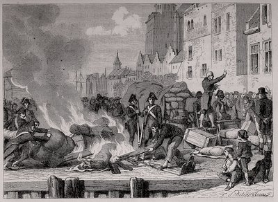 Marchandises anglaises vendues ou brûlées à cause du blocus continental imposé à la Grande-Bretagne par Napoléon - French School