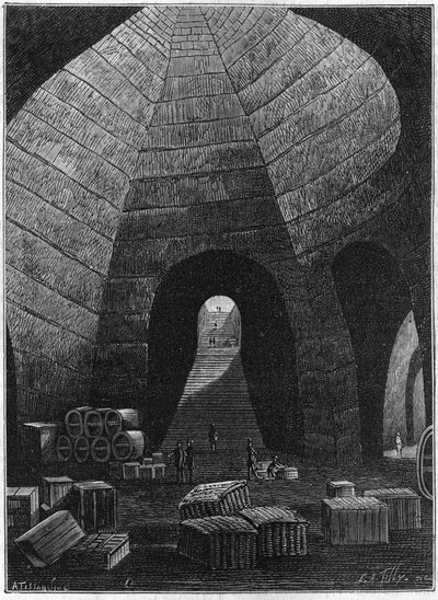 Entrée dans les caves de la maison de Champagne Théophile Roederer fondée à Reims en 1864. - French School