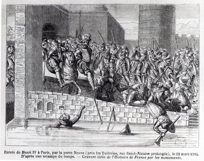 Entrée de Henri IV (1553-1610) à Paris, 22 mars 1594 (gravure) - French School