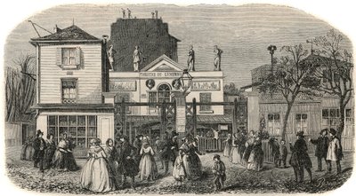 Entrée du théâtre du Luxembourg dit Bobino au 19ème siècle - gravure dans « Tableau-de-Paris » par Edmond Texier 1852 - French School