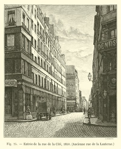 Entrée de la rue de la Cité, 1850, ancienne rue de la Lanterne - French School