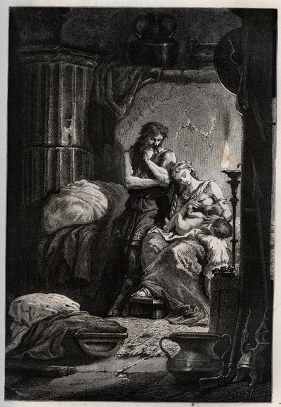 Éponine et son mari Julius Sabinus (mort en 78 après J.-C.) vivant clandestinement dans une grotte pour échapper à l