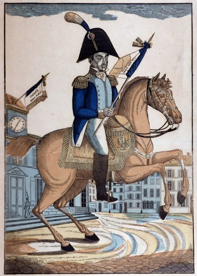 Portrait équestre du général Marie Joseph Gilbert Motier, Marquis de Lafayette (1757-1834) (La Fayette), Commandant en chef des Gardes Nationales de France - French School