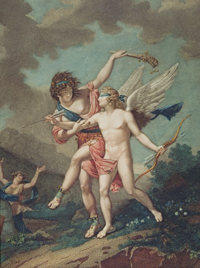 Éros conduit par la folie (gravé par Godefroy) - French School