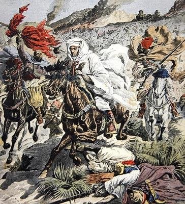 Fuite du Sultan Abd Al-Aziz du Maroc, illustration de couverture de Le Petit Journal, 6 septembre 1908 - French School