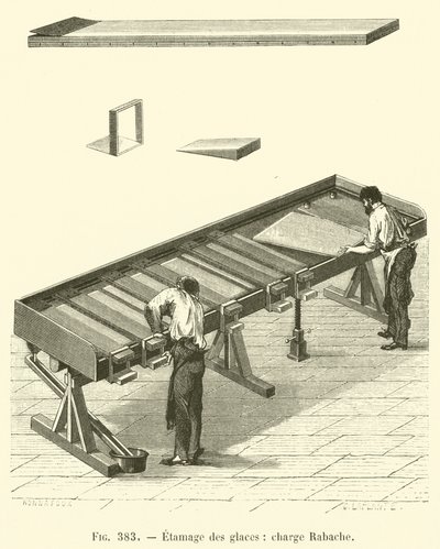 Étamage des glaces, charge Rabache (gravure) - French School