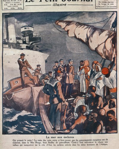 Navires de patrouille européens intervenant avec des négriers en mer Rouge, couverture de 