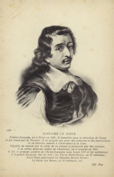 Eustache Le Sueur, peintre français (lithographie) - French School
