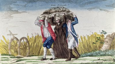 Tout le monde porte le fardeau des impôts et de la dette nationale, c.1789 - French School